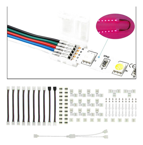 Kit De Conector De Tira De Led Para 5050 10mm 4 Pines,