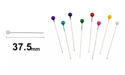 Alfileres con cabeza perla de colores 37.5mm 90ud - MP
