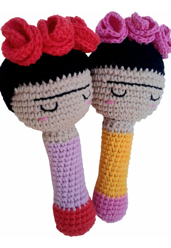 Sonajeros Maracas Frida. Crochet. Amigurumi. 