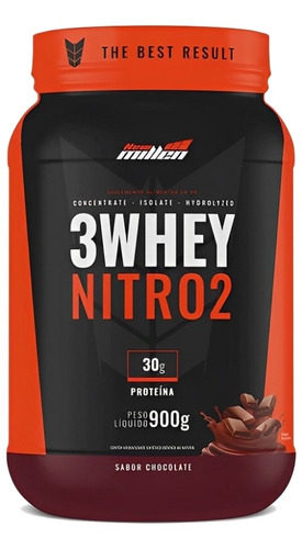 Whey Protein 3w Nitro2 900g Isolado Concentrado New Millen Sabor Chocolate