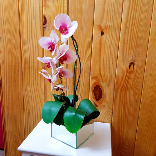 Arranjo Flores Artificiais - Orquídea Branca E Rosa Silicone | MercadoLivre