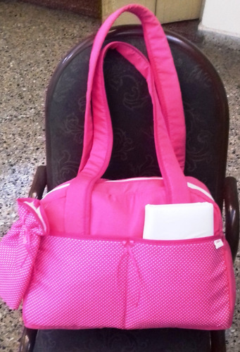 Bolso Guarda Pañal Maternal Con Cambiador+porta Mamadera