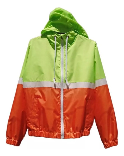 Campera Forrada Linea Amplia Rompeviento Mujer Colorblock