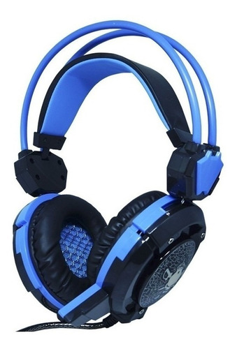 Fone de ouvido over-ear gamer Infokit X-Soldado GH-X30 preto e azul com luz LED