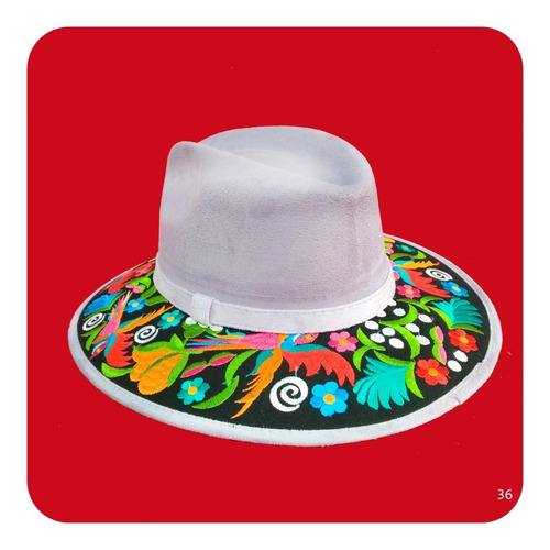 Imagen 5 de 7 de Elegante Sombrero Artesanal De Gamuza Bordado Mediano 4