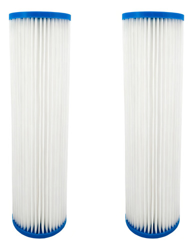 Kit 2 Refil Filtro Plissado Lavável 9 3/4'' X 2 1/2 - 25 Micras Cor Branco