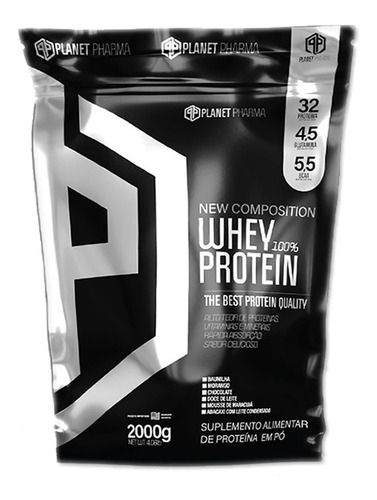 100% Whey Protein 2kg 32g Proteína / Dose - Planet Pharma Sabor Chocolate