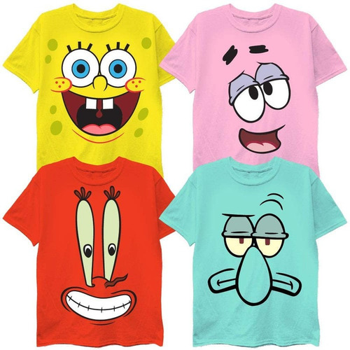Imagen 1 de 1 de Playeras Bob Esponja Cuarteto De Personajes