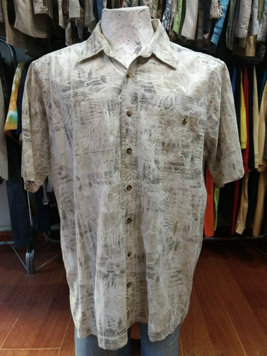 Camisa Hawaiana Tropical Beige De Hombre Talle Xl Algodón 31
