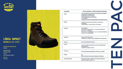 Imagen 10 de 10 de Calzado De Seguridad Ten-pac Borcegui Pro Color Café
