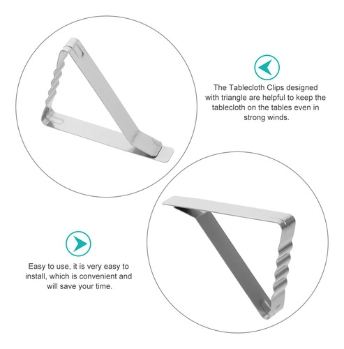 Mantel Triangular De Acero Inoxidable Con Clips Para Mantel,