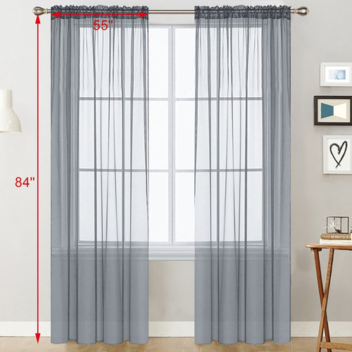 Cortinas Transparentes Para Sala De Estar, Barra De Bolsillo