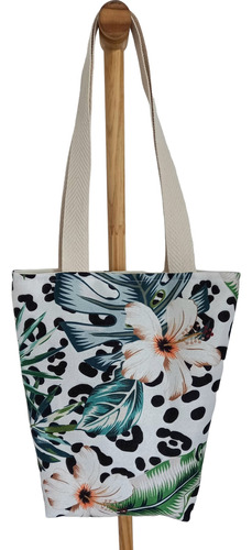 Tote Tela Mediano Diseño Exclusivo Flor China Flamingo