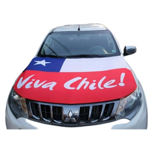 Bandera Cubre Capot Chilena Elástica Con Viva Chile