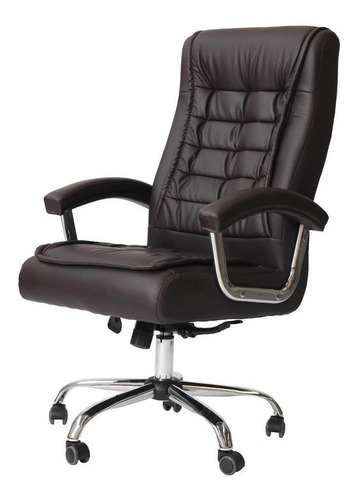 Cadeira De Escritório Presidente Executiva Alta Com Molas Ensacadas Pillow Top 150 Kgs Marrom Cadeiras Inc