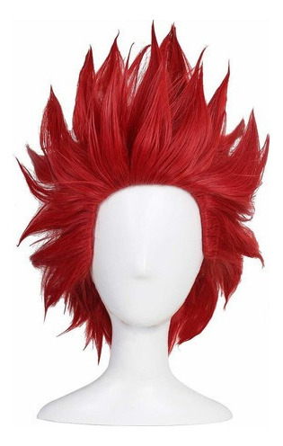 Peluca Roja Corta Para Cosplay De Anime