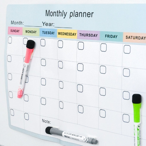 Imagen 2 de 4 de Pizarra Magnetica Planner Mensual + Marcadores