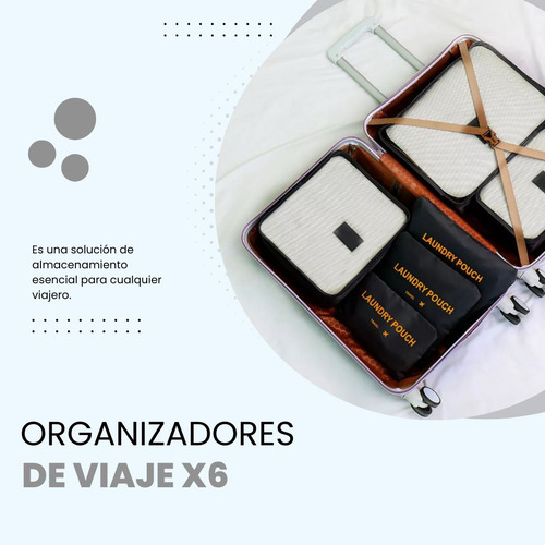 Set Organizador De Valija MTL X6 Unidades Color Negro Neceser Bolso Viaje Ropa Doblada Lavable Plegable Resistente Práctico Portátil