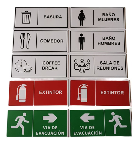 Señaléticas Para Oficinas Set De 10 Placas 