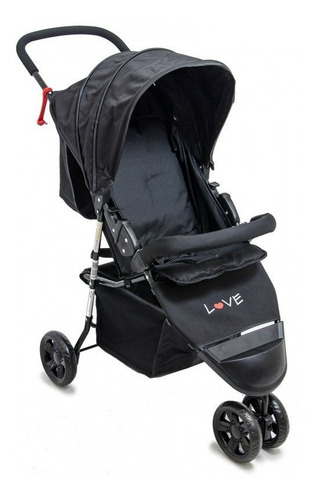 Imagen 1 de 1 de Cochecito de 3 ruedas Love 297 negro 09 con chasis color plateado