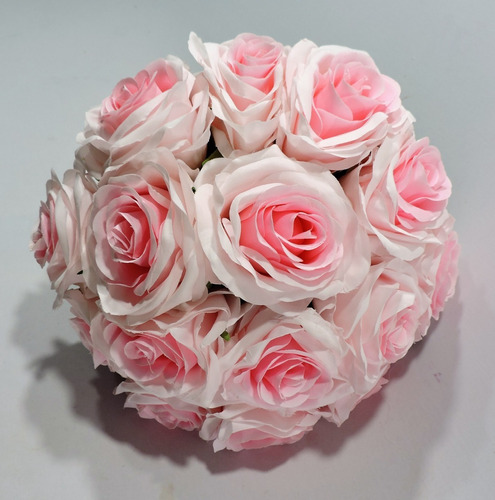 Buquê De Noiva Rosas Rosa Claro Artificiais | Frete grátis