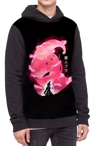 Blusa de Frio Moletom Full Dragon Ball Majin Boo Desenho com Capuz