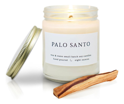 Wax & Wane Palo Santo Modern 8oz Handmade Candle For Men And