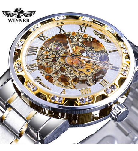 Winner Hombres Reloj Automático Moda Diamante Visualización
