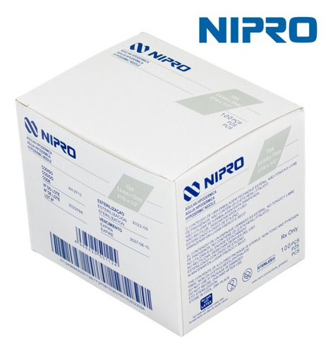 Aguja HiPodérmica 27g * 1/2 (13mm) Nipro X 100 Unidades