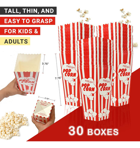 30 Cajas De Palomitas De 7.75 Pulgadas De Alto Y Capacida...