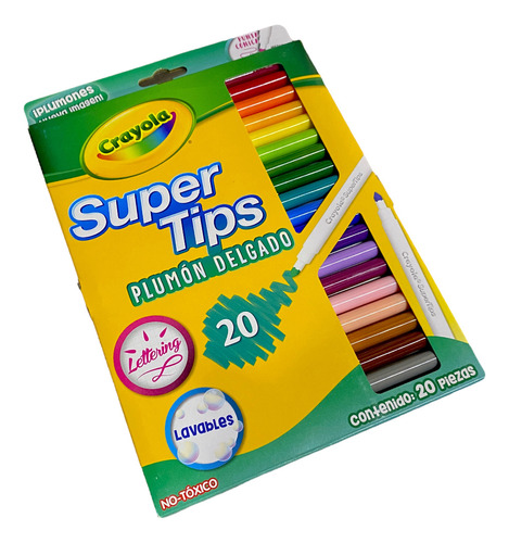 Super Tips 20 Pz Crayola Plumones Punta Conica Marcadores