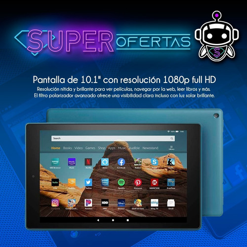 Imagen 3 de 9 de Tablet Amazon Fire Hd 10 2gb Ram 32gb + Alexa = Samsung Tab