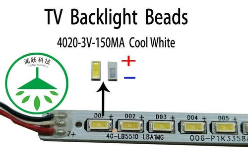 Led Smd 4020 3v 150ma Para Reparar Tv (pack De 10 Unidades)