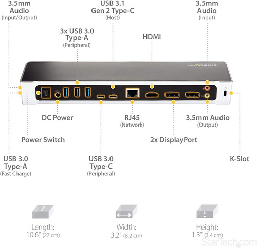 Startech. Com Usb-c 4k - Estación De Acoplamiento Para Lapto