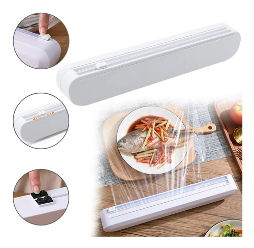 Kit 2 Suporte Papel Filme e Alumínio com Cortador Plástico Pvc Lider Comercios
