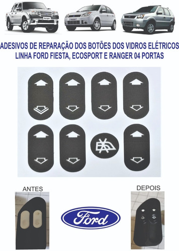 Adesivos Botões Vidros Elétricos Ford Fiesta Ecosport Ranger