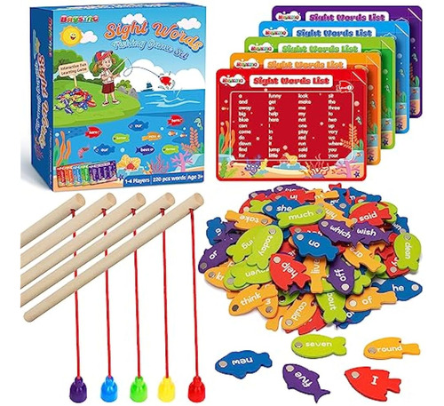 Wooden Magnetic Sight Word Fishing Game For