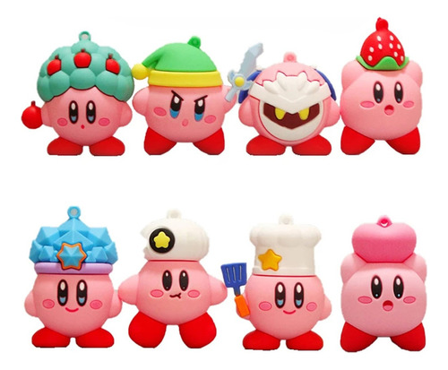 8 Unids/lote 4.5-6.5 Cm Kawaii Kirby Figura Decoración De Pa