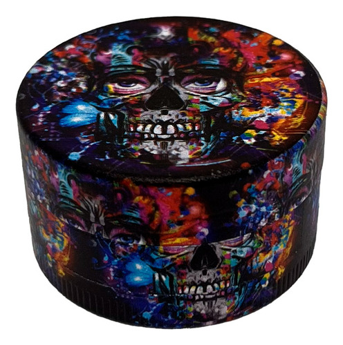 Dichavador De Metal 3 Partes Caveira Skull Colorido