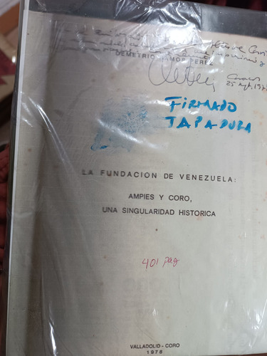 Libro La Fundacion De Venezuela Juan De Ampies Y Coro Falcon