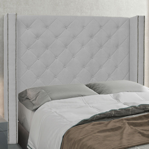 Cabeceira Para Cama Box Casal 140 Vicenza Linho Rústico Cor Cinza Claro