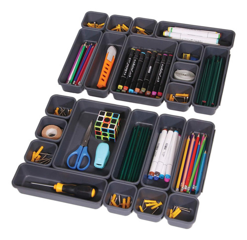 Set Of 22 Interlocking Desk Drawer Organizer Tray Divider Aa