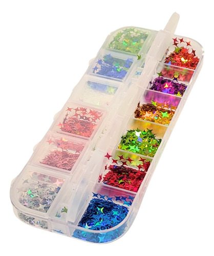 Pack Glitter Formas Colores Maquillaje Artístico Uñas X12