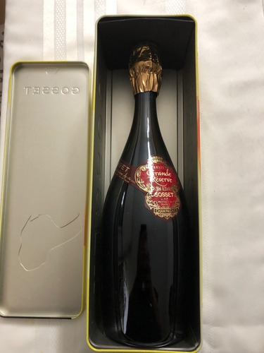 Botella Vacía De Champagne Gosset Con Caja Metálica 