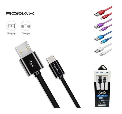 Cable Datos Carga Usb C Romax Celulares Tablet