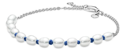 Pulsera Moments Con Perlas De Agua Dulce, Color Azul Ban Cul