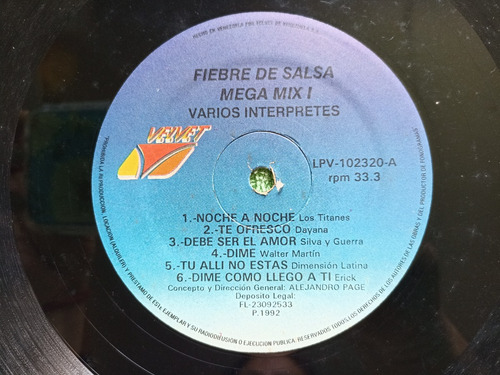 Eam Lp Vinilo Fiebre De Salsa Megamix 1992 Los Titanes Erick (Usado)