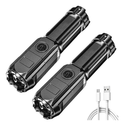 Lanterna Led Tática Recarregável 2pcs 900000 Lúmens Com