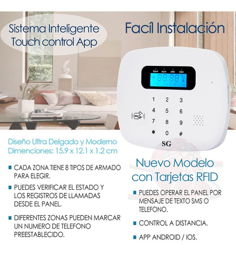 Alarma Touch Gsm 3s Seguridad Inalambrica App Casa Vecinal