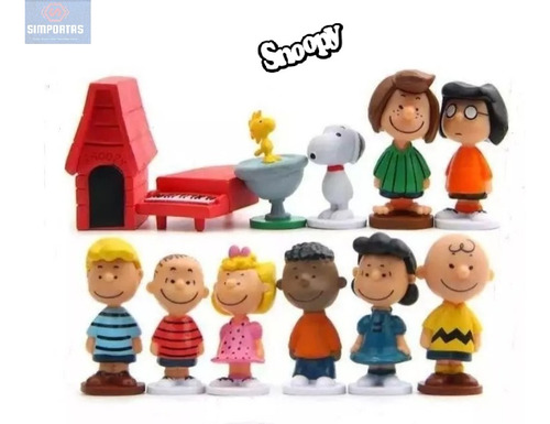  Figuras Snoopy Y Charlie Brown 12 Figuritas Calidad